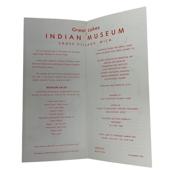 Vintage Great Lakes Indian Museum Brochure Cross Village Michigan 1960s Travel - Picture 2 of 6